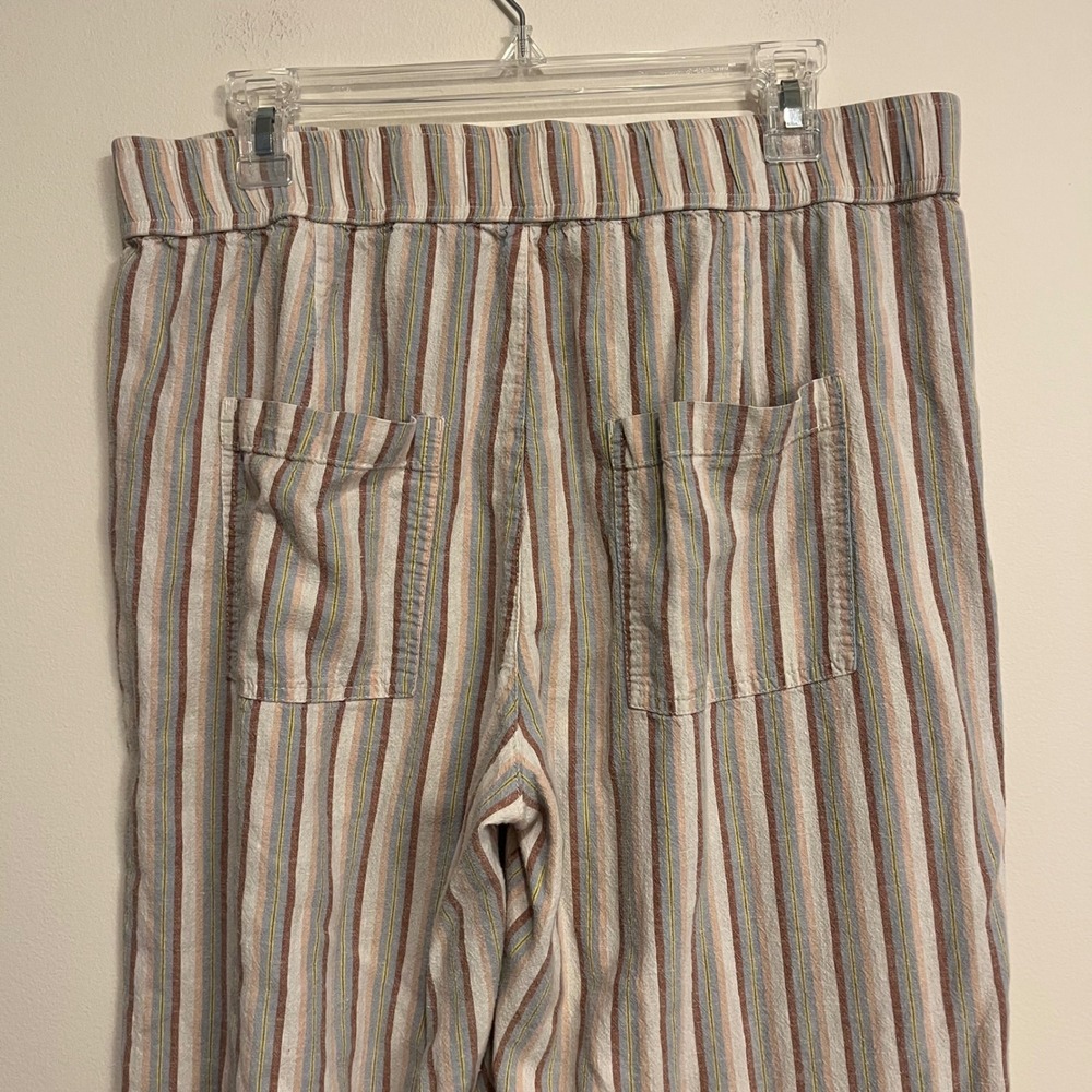 Toad & Co Pants Taj Hemp Stripe Wide Leg Pull On Large Casual Flowy Summer - Picture 5 of 7